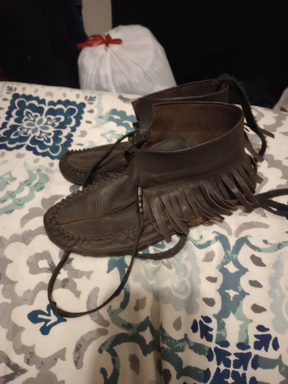 Free People Brown Fringe Moccasin Boots